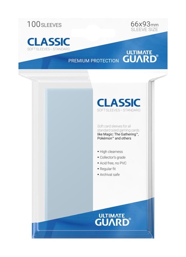 Ultimate Guard 100 pochettes Classic Soft Sleeves taille standard Transparent